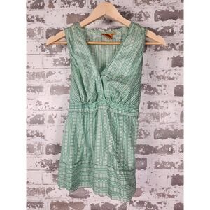 Tory Burch Sleeveless Tank Top Blouse‎ Size 2 Green Sleeveless V Neck Summer